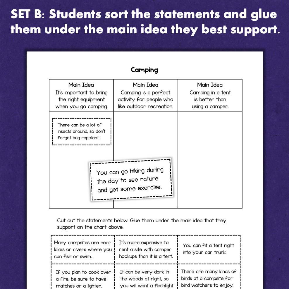 Main Idea and Supporting Details Worksheets Reading Comprehension ...