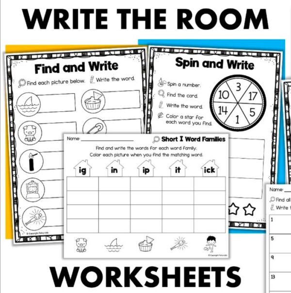 Short I Word Families Write the Room CVC Words Phonics Activities
