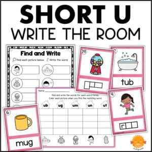 short u write the room cvc word families phonics activities