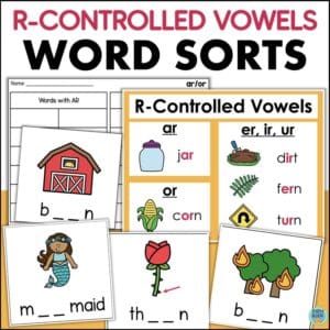 bossy r controlled vowels word sorts