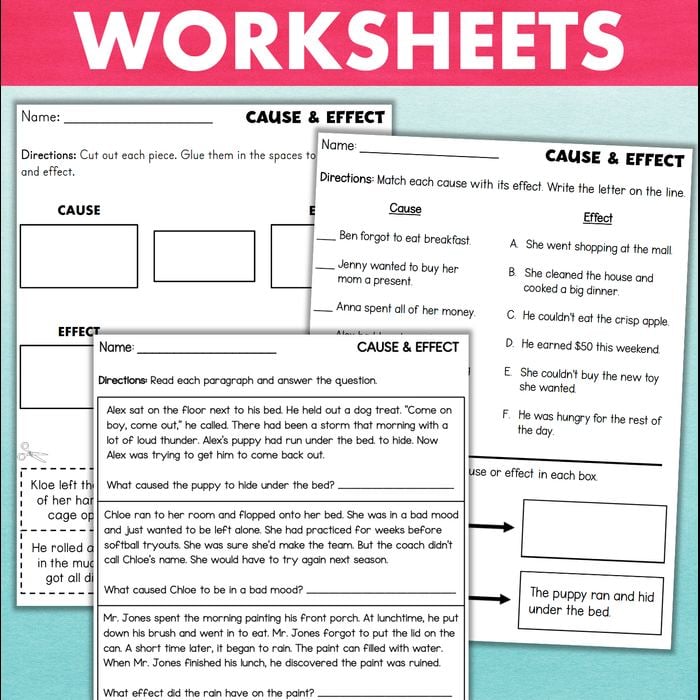 Cause and Effect Activities and Worksheets - Fishyrobb