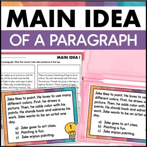 Main Idea Task Cards 2nd Grade Reading Comprehension - Fishyrobb