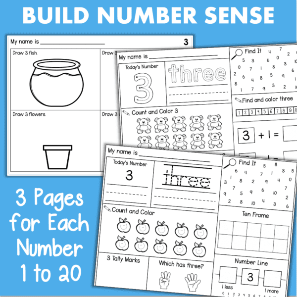 Kindergarten Number of the Day Numbers 1 to 20 Math Worksheets - Fishyrobb
