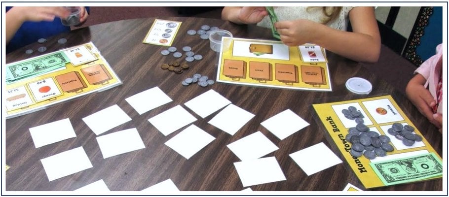 students playing math game in the classroom