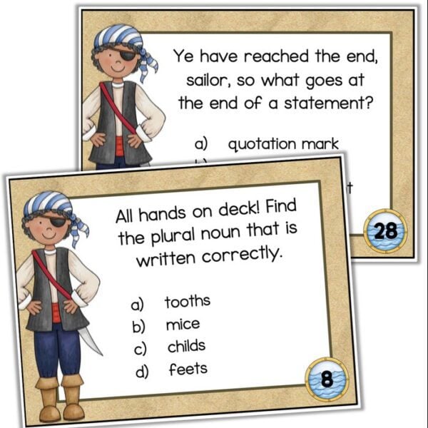 Grammar Review Task Cards Contractions Parts of Speech Punctuation ...