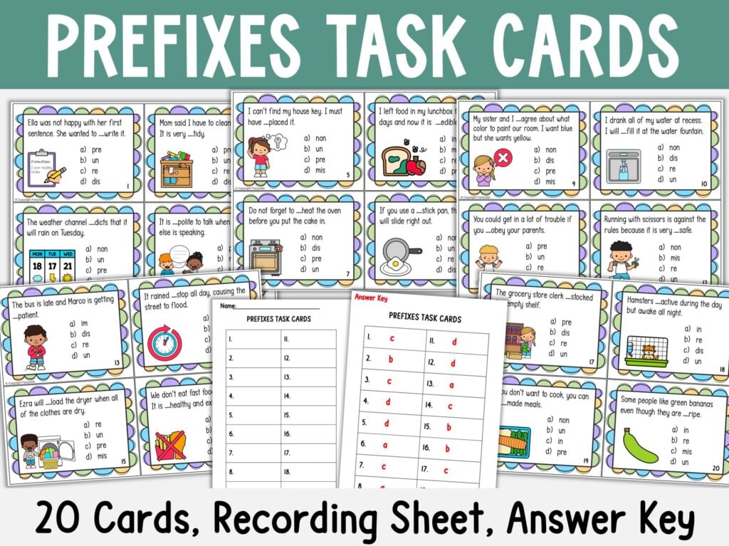 prefix task cards