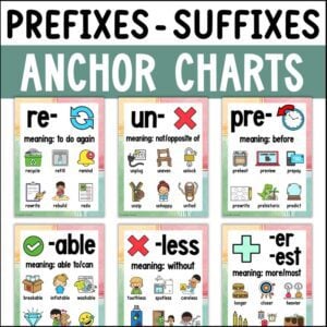 prefixes and suffixes anchor chart posters PDF
