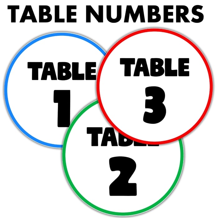 table number cards
