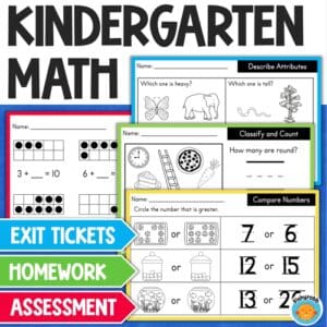 kindergarten math quick assessments homework