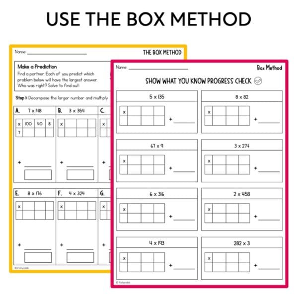 Multi-Digit Multiplication Partial Product Box Method and Standard ...