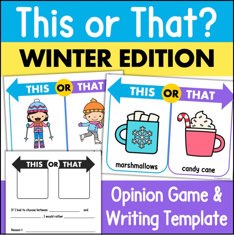 This or That Winter Edition opinion game and writing template 13850113 for elementary intervention classrooms
