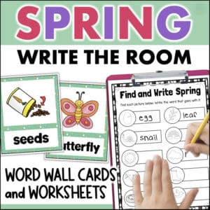 Spring Write the Room word wall cards and worksheets for elementary intervention – set 1002545