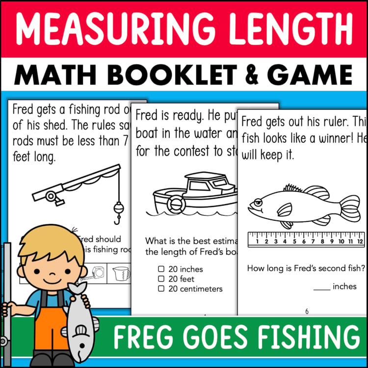 Measuring Length Math Booklet and Game - Fred Goes Fishing elementary intervention resource 13384205