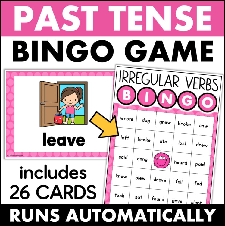 Past tense irregular verbs bingo game 12952079 with 26 cards for elementary intervention teachers