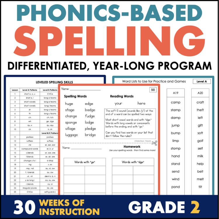 Phonics-based spelling differentiated year-long program Grade 2 – 30 weeks of instruction 17051682