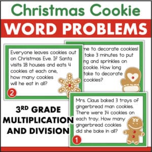 Christmas Cookie Word Problems 3rd grade multiplication and division task cards 1006376