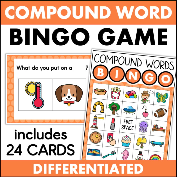 Compound word bingo game with 24 differentiated cards af180d1d for elementary intervention 12876424