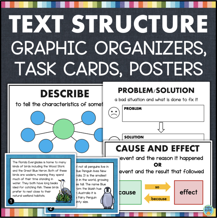 Text structure graphic organizers task cards and posters for elementary intervention - resource 1094267