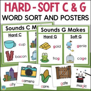 Hard and soft C and G word sort posters 330208 for elementary phonics intervention cfc7193b large set
