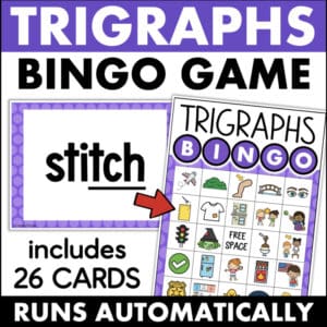 Trigraphs Bingo Game with 26 cards featuring stitch word card and picture bingo board f9b8b9ed