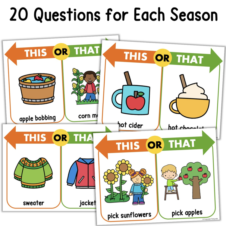 20 Questions for Each Season This or That fall activity cards 61137ced large 13850417 elementary classroom