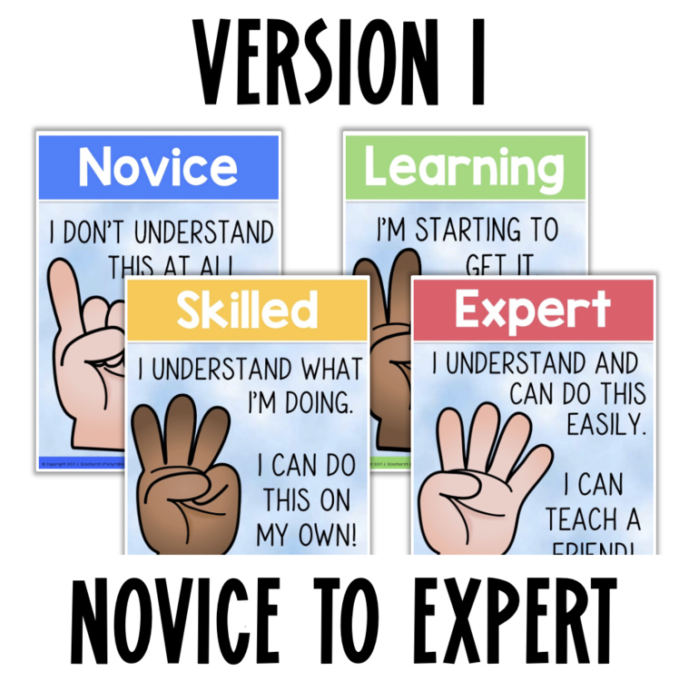 Novice to Expert hand signal posters Version 1 large classroom display 3318223 for elementary intervention