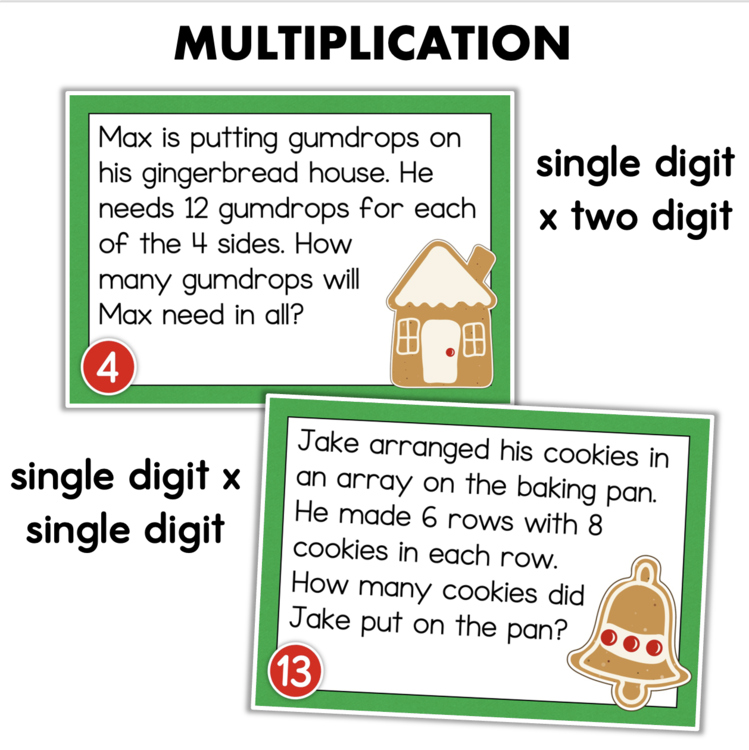 Christmas multiplication word problem task cards ca0635a0 single digit two digit 1006376 elementary math