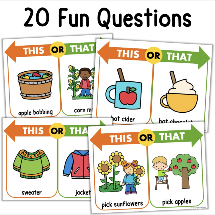 20 Fun This or That fall questions cards cd80ac4e large set 13848502 for elementary kids
