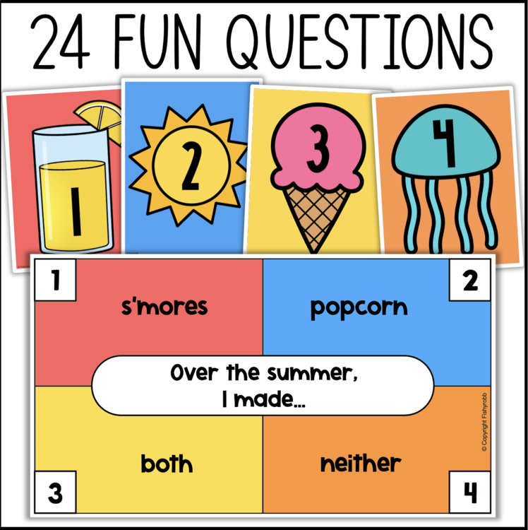 24 fun summer questions activity cards fe5cbd25 with s'mores popcorn choices for elementary intervention 16615711