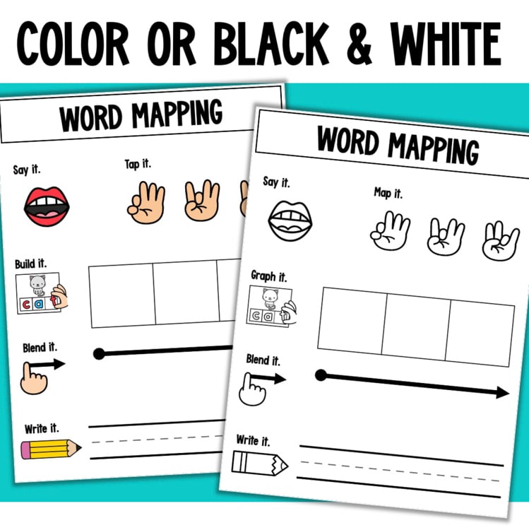 Word mapping worksheets color and black white versions 12712220 elementary intervention phonics activity