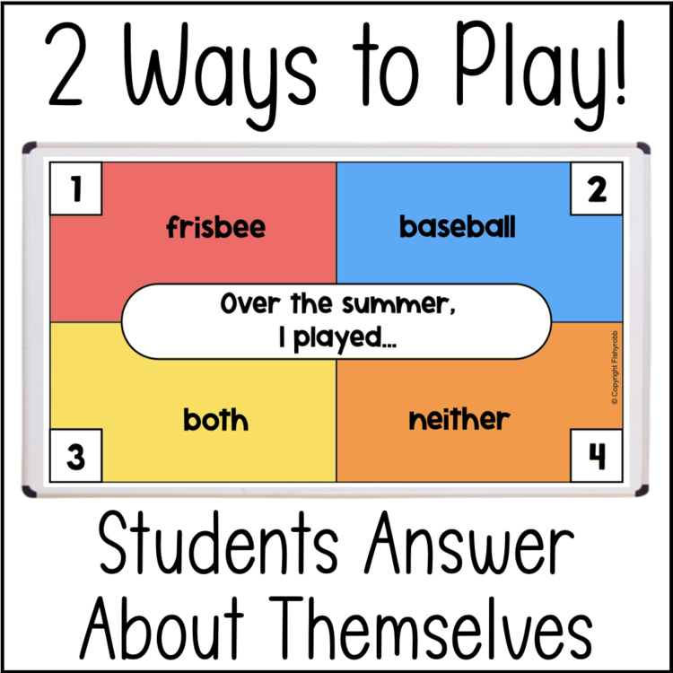 2 ways to play classroom game 16615711 - students answer about themselves frisbee baseball activity