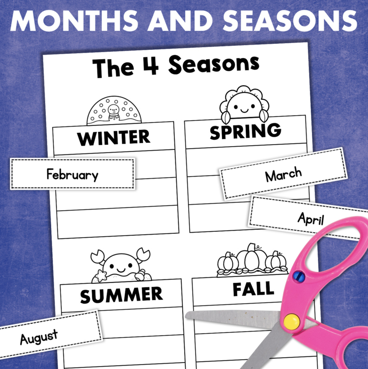 Months and seasons sorting worksheet 12084055 with cut-and-paste winter spring summer fall activity for elementary